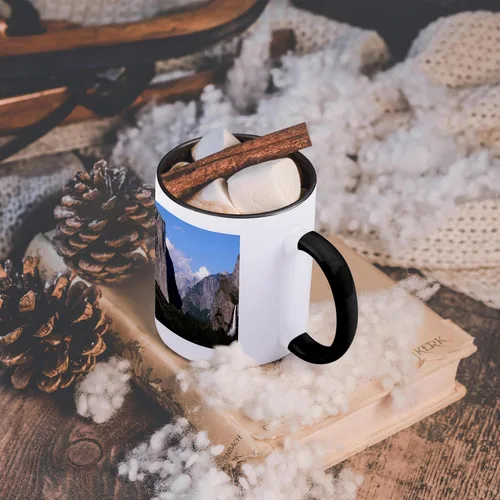 Vista 6 de 3dRose mug_36441_4 "El Capitan and Bridalveil Falls in Yosemite National Park" Taza negra de dos tonos, 11 onzas, multicolor