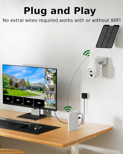 Vista 3 de 2K Solar Powered Security Cameras Wireless Outdoor, No Subscription, 6-Cam Pack, Home Security Camera System, 360° Pan & Tilt