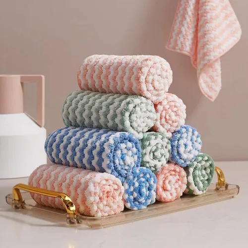 Vista 24 de JOYMOOP Paños de limpieza de microfibra, paquete de 18, 10 x 10 pulgadas, color azul, reutilizables, sin pelusas, súper absorbentes, para limpieza