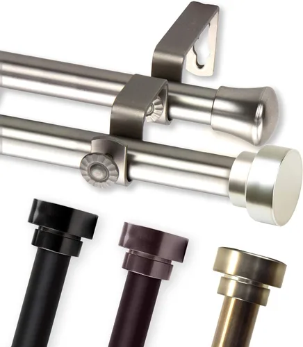 Vista 4 de Rod Desyne Topper 3/4 pulgadas de diámetro 28-48 "-Cocoa Juego de barra de cortina doble