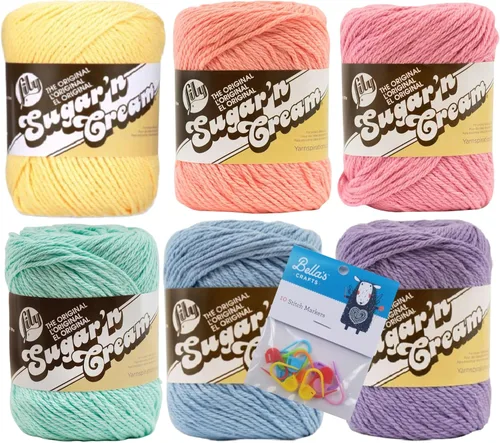 Vista 17 de Lily Sugar'n Cream - Paquete de 6 hilos de 100 % algodón con marcadores de puntada Bella's Crafts (mezcla azul-verde)