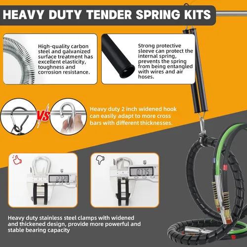 Vista 5 de KOOTANS Kit de línea de aire para semirremolque de 12 pies con Gladhands, mangos, soporte, kit de resorte de alimentación, mangueras de freno