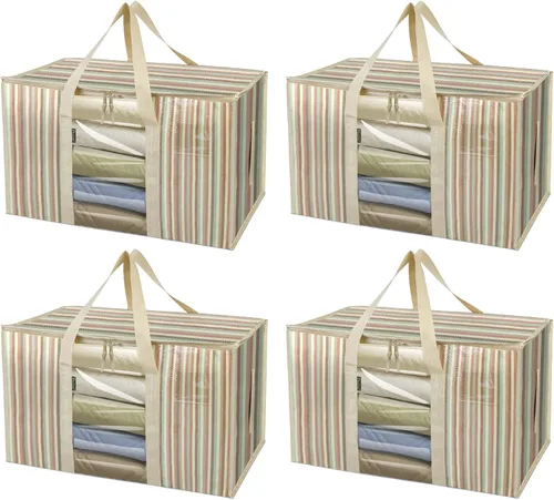 Vista 49 de BALEINE Paquete de 2 bolsas de mudanza de gran tamaño con asas reforzadas, bolsa de almacenamiento resistente para ropa, suministros de mudanza