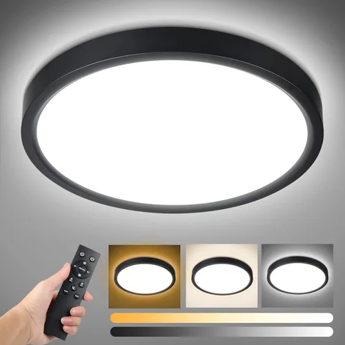 Vista 9 de Unicozin Lámpara de techo regulable con control remoto, 22 cm, 18 W, 3000K-6000K, color de luz ajustable, lámpara de techo LED redonda de montaje