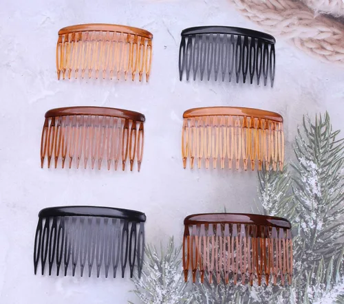 Vista 2 de 6 piezas de 14 dientes para el cabello, peine lateral transparente, estilo francés vintage, pinzas para el cabello, accesorios para mujeres y niñas