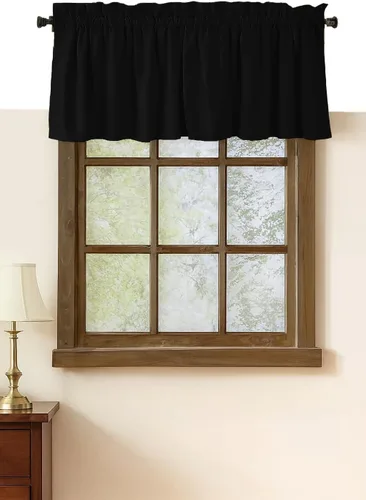 Vista 22 de Native Fab Juego de cortinas de cenefa para ventanas, paquete de 2, 54 x 18 pulgadas, bolsillo para barra, semitransparentes, cortinas cortas