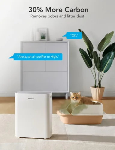 Vista 4 de GoveeLife Purificadores de aire inteligentes para el hogar, habitación grande, purificadores de aire para mascotas con sensor PM2.5, prefiltro