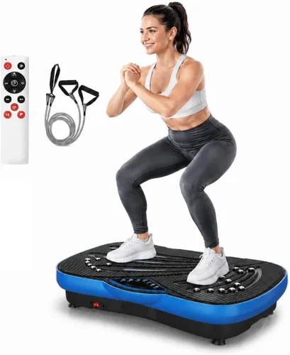 Equipo de ejercicio con placa de vibración para fitness, máquina de ejercicio con forma de cuerpo entero, plataforma de vibración, ajuste de Azul