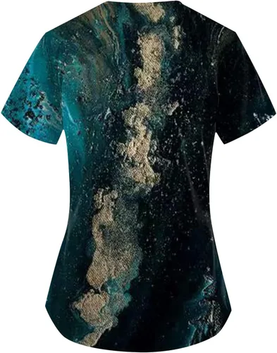 Vista 4 de Ropa quirúrgica para mujer, cómoda, ligera, duradera, suave, elástica, con cuello en V, camiseta médica