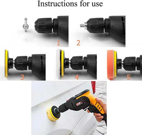 Vista 6 de Yesallwas, kit de 11 almohadillas de espuma para pulir de 3 pulgadas, kit de almohadillas de esponja para pulir, pulir, encerar