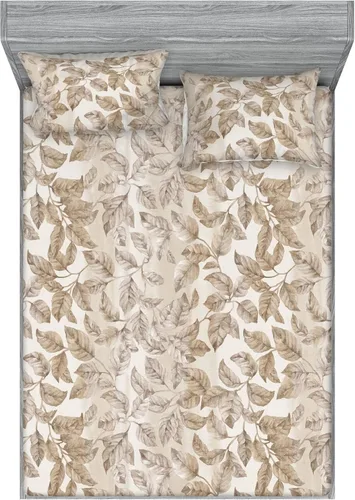 Vista 10 de Ambesonne Floral Fitted Sheet & Pillow Sham Set, Surreal Art Abstract Style Daisy Ornament with Dreamy Vibe Symmetric Print, Decorative Printed 3