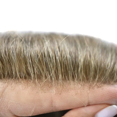 Vista 330 de Toupee - Sistemas de reemplazo de cabello para hombre, encaje frontal suizo, nudo blanqueado, pieza de cabello humano natural