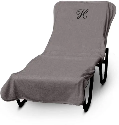 Vista 159 de Funda de lujo para tumbona de piscina con monograma de Hotel y Spa, bordado con letras en bloque - Extra absorbente 100% algodón turco - Rizo suave