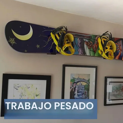 Vista 4 de StoreYourBoard Estante de montaje en pared para tablas de surf, capacidad Estante negro para tabla de nieve 4 niveles soporta 100 libras