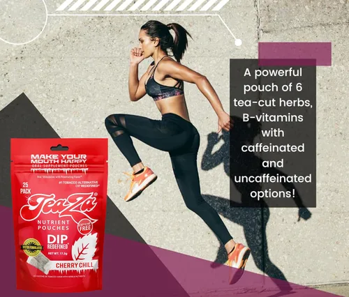Vista 4 de Bolsas de energía TeaZa, salsa sin tabaco ni nicotina - Alternativa de tabaco y salsa energética masticable, inmersión saludable con sabor premium