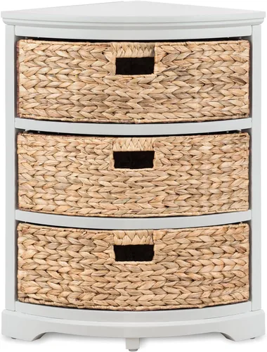 Vista 43 de Hampton Meadows - Armario de almacenamiento de mesa esquinera de 3 niveles en X con 3 cestas de mimbre, nogal