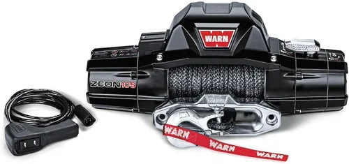 Warn 89611 ZEON 10-S cabrestante con cuerda sintética - Capacidad de 10000 lb | 100 ft 3/8 in Spydura Synthetic Rope, Polished Aluminum Hawse, Wired