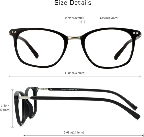 Vista 3 de VisionGlobal Blue Light Blocking Glasses for Women/Men, Anti Eyestrain, Computer Reading, TV Glasses, Stylish Square Frame