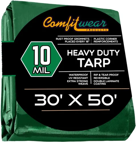 Lona de poliéster resistente de 10 mil de grosor, reversible, color verde y negro