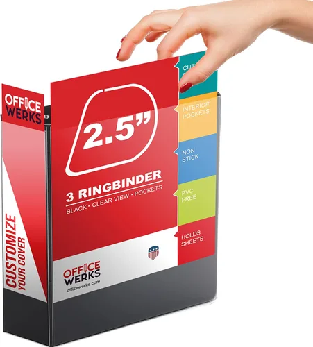 Vista 5 de Paquete de 12 carpetas de 3 anillos de 2.5 pulgadas con anillos D de ángulo de bloqueo, carpetas de almacenamiento profesionales de gran resistencia