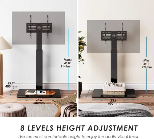 Vista 4 de FITUEYES - Soporte universal de suelo para TV con base de hierro, montaje giratorio para televisores LED, LCD, OLED, plasma, de pantalla plana