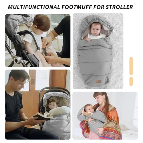 Vista 7 de LAT - Saco de dormir para bebé, cálido, universal, saco de dormir para cochecito para clima frío, saco impermeable para niños pequeños