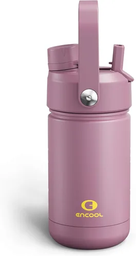 Vista 40 de Botella de agua aislada con popote para niños, botella de agua de acero inoxidable de 12 onzas con boquilla doble, a prueba de fugas, sin BPA, al