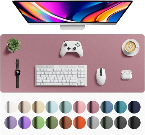 Vista 136 de Aothia - Protector de escritorio de cuero sintético impermeable y antideslizante para laptop, escritura y mouse, para oficina y hogar, 23.6 x 13.7