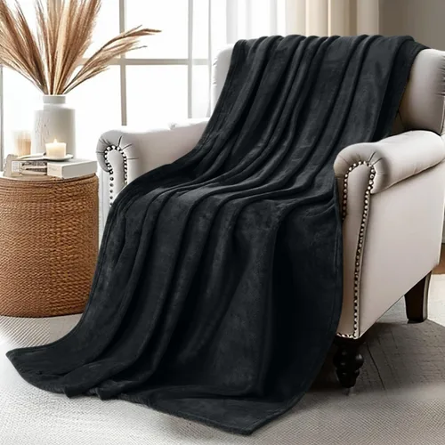 Utopia Bedding Manta de Forro Polar Negro Tamaño Throw Ligera Suave Mullida Antiestática de Microfibra para Cama (60 x 50 Pulgadas)
