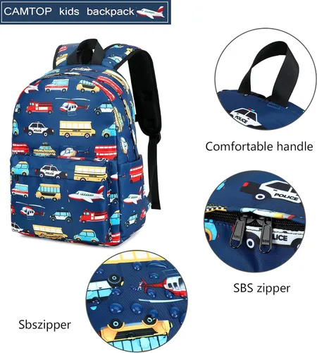 Vista 5 de CAMTOP - Conjunto de mochila y lonchera con estampados divertidos para niños de preescolar y primaria