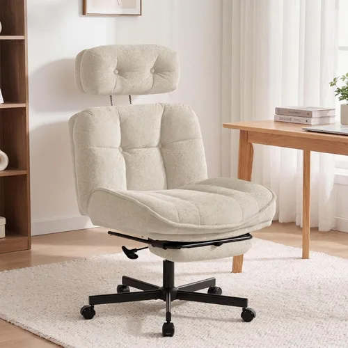 Vista 9 de FiveWillowise Silla de oficina con respaldo alto Criss Cross con reposapiés Blanco