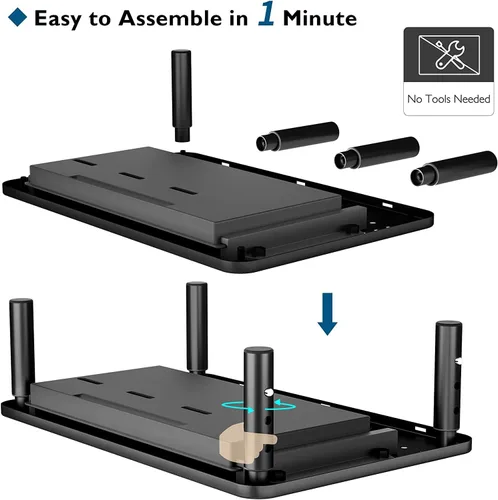 Vista 7 de BONTEC Paquete de 2 soportes elevadores ajustables para monitor con cajón, plataforma de malla ergonómica para computadora de escritorio, portátil