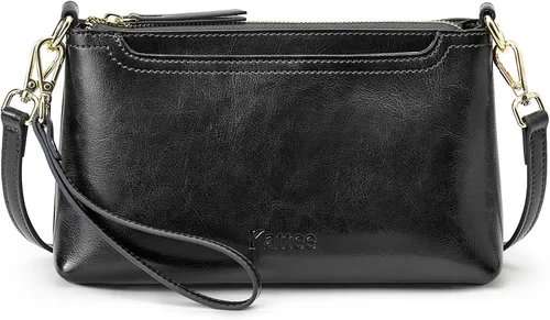 Vista 9 de Kattee Bolso cruzado de cuero genuino para mujer, bolso pequeño Beige