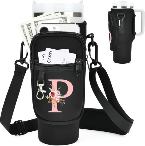 Vista 39 de Initial Water Bottle Holder with Strap for Stanley Cup Accessories 40 oz Tumbler/Simple Modern Tumbler Bag, Water Bottle Carrier Bag with Strap for