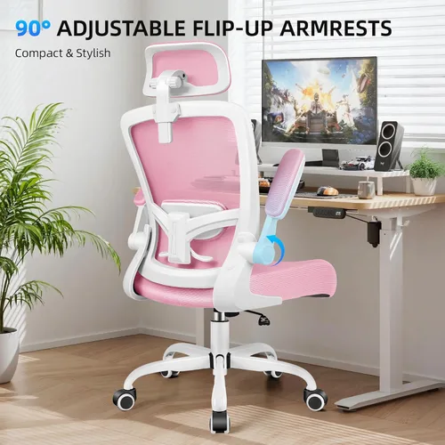 Vista 6 de FelixKing Silla de oficina, silla de escritorio con soporte lumbar ajustable, silla ergonómica para computadora con respaldo alto y reposabrazos