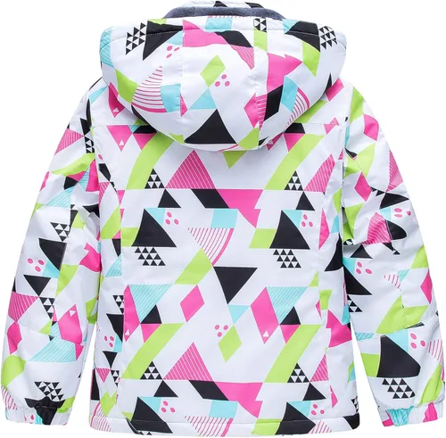 Vista 2 de CREATMO US Chaqueta de esquí impermeable para niña, abrigo de invierno cálido para nieve, resistente al viento, chaqueta de lluvia para snowboard