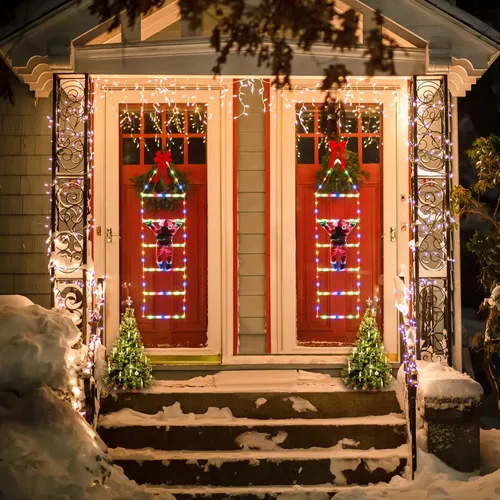 Vista 7 de Toodour Luz LED de Navidad, luces decorativas de escalera de Navidad de 2.5 pies con Papá Noel, luz de decoración de Navidad para interiores
