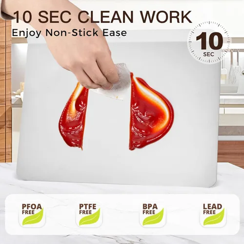 Vista 5 de HONGBAKE 2 piezas de bandeja plana grande para galletas sin bordes, bandeja para hornear aislada antiadherente, bandejas de horno comercial