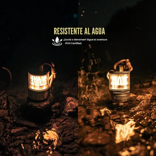 Vista 6 de ZOOOBELIVES - Lámpara de camping vintage de aluminio con luz cálida ajustable, lámpara artesanal de aleación, autonomía de 72H con USB-C