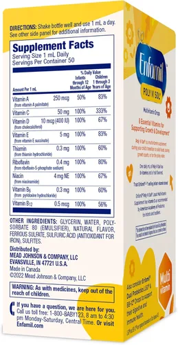 Vista 7 de Enfamil Poly-Vi-Sol Suplemento multivitamínico líquido para bebés y niños pequeños, botella cuentagotas de 1.7 fl oz
