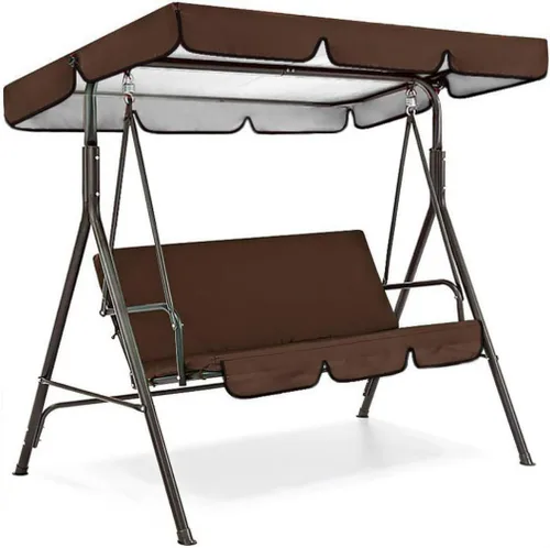 Vista 7 de Juego de funda para toldo de columpio de patio, cubierta superior de repuesto para columpio + funda de cojín para columpio de 3 asientos impermeables