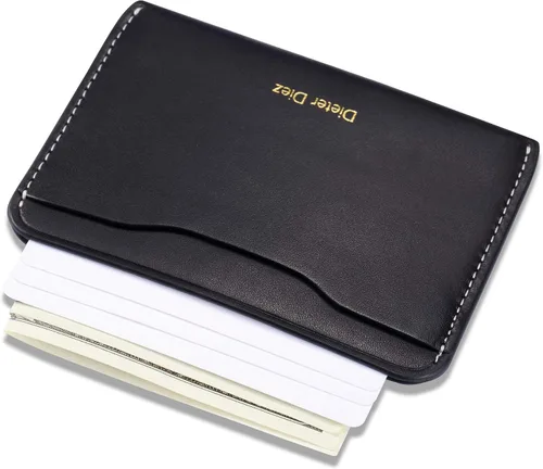 Vista 3 de HISCOW Tarjetero plegable delgado minimalista - piel de becerro italiana (negro)