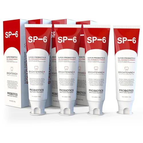 Vista 8 de SP-6 Pasta dental blanqueadora probiótica para blanquear los dientes, brillo y aliento fresco, fórmula de 6 probióticos para la salud de las encías