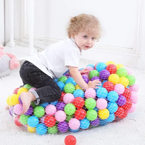 Vista 3 de Zerodeko 50 bolas para hogueras, con bolsa de malla de almacenamiento, juguetes coloridos de bolas oceánicas de plástico para pelotas de baño