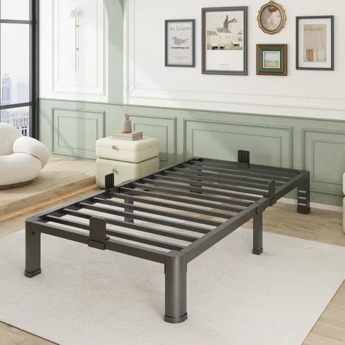 Vista 11 de Firpeesy 14 Inch Twin Size Bed Frame, Sturdiness Metal Twin Platform Bed Frame with Storage, No Box Spring Needed, Noiseless, Ease of Assembly
