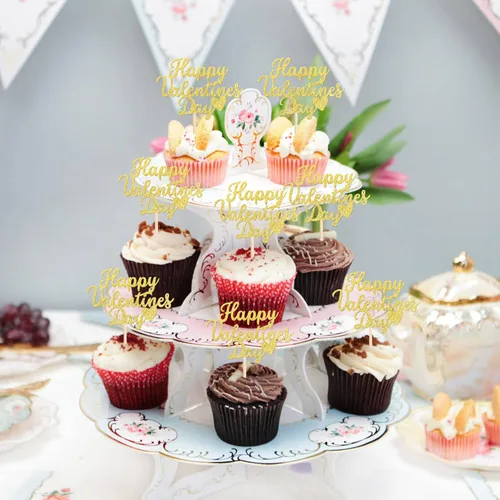Vista 5 de 24 piezas de decoración para cupcakes con purpurina para el día de San Valentín Sweet Love Be Mine para San Valentín, temática de San Valentín
