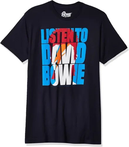Tee de manga corta con diseño de David Listen to Bowie Aladdin Sane, color azul
