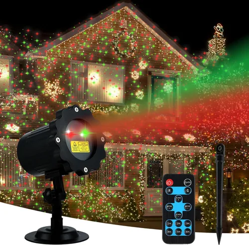 Vista 9 de Proyector de Luces de Navidad para Exteriores, Proyector de Luces LED Impermeables para Decoraciones Navideñas con Control Remoto y Temporizador
