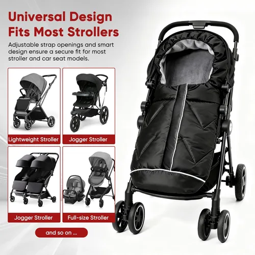 Vista 5 de Manta universal para cochecito y saco para cochecito, bolsa impermeable para bebés, niños pequeños y niños, saco con cremallera para cochecito