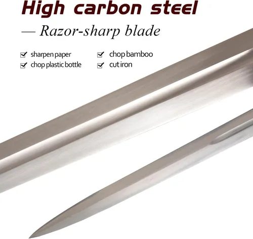 Vista 4 de Espada medieval occidental de 46.5 pulgadas, hecha a mano, acero de alto carbono 1095 de espiga completa (incluye correa para el hombro)